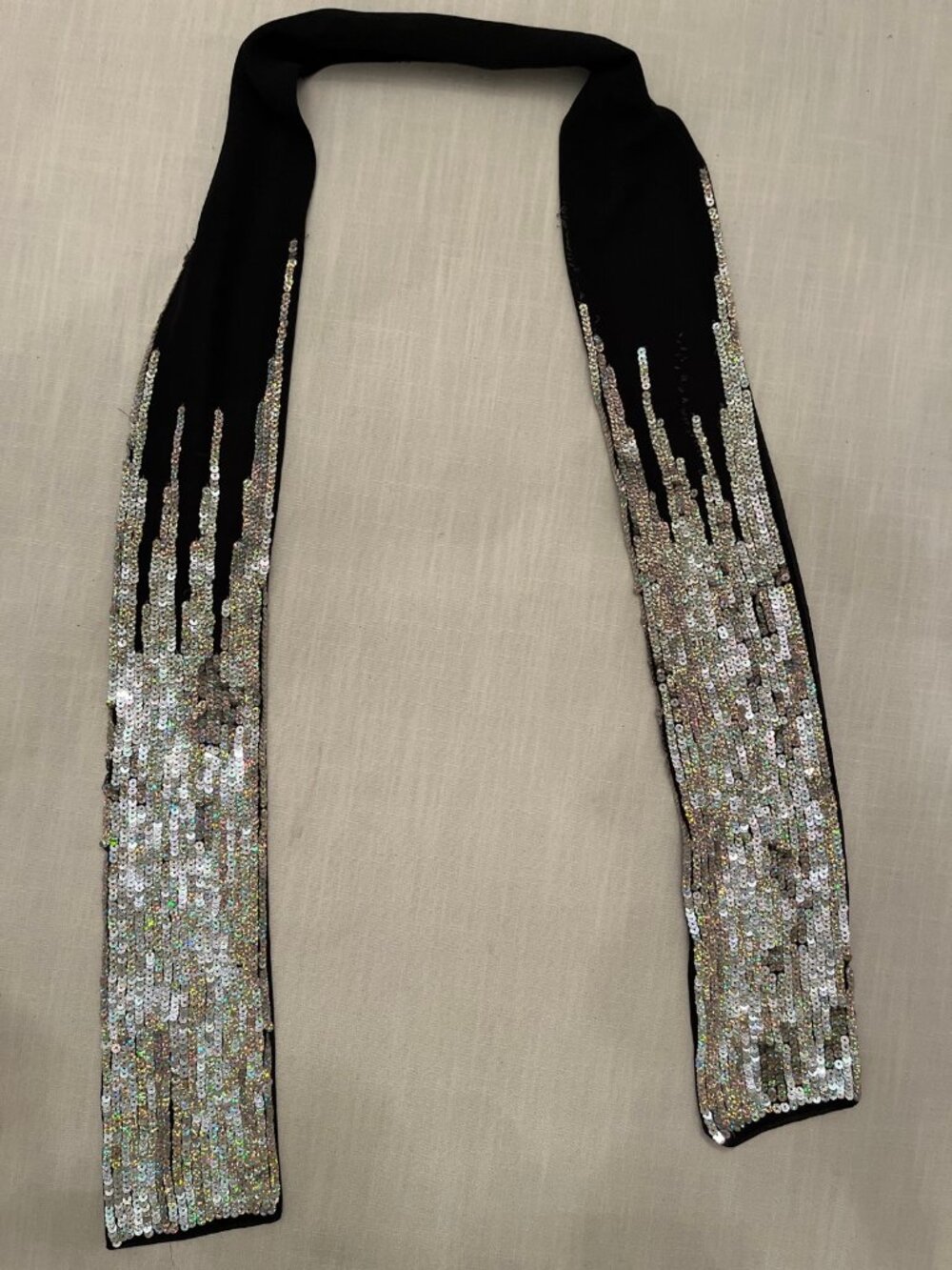 Black Sequin Evening Scarf Long Sash